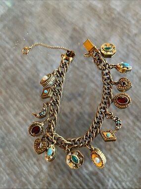 Vintage Gold-Tone Victorian Charm Bracelet